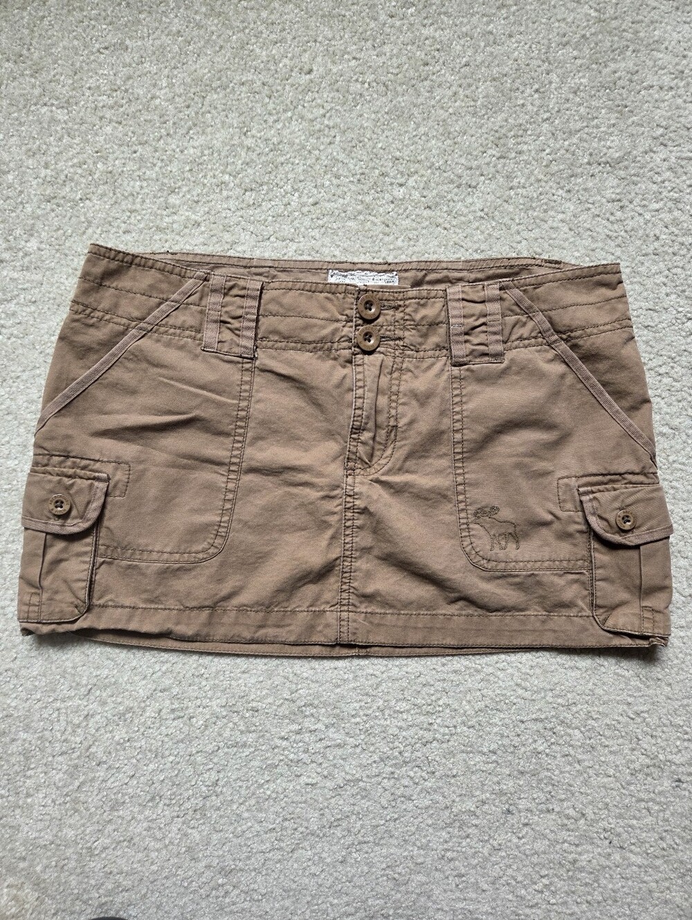 Vintage Abercrombie & Fitch Y2K Brown Cargo Mini Skirt Utility Low Rise Size 4